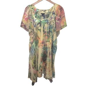 Style & Co. Multicoloured Floral Print Dress Flutter Sleeves Plus Size 2X